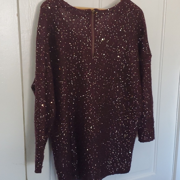 Junarose Burgundy Sequined Sweater - Picture 2 of 6